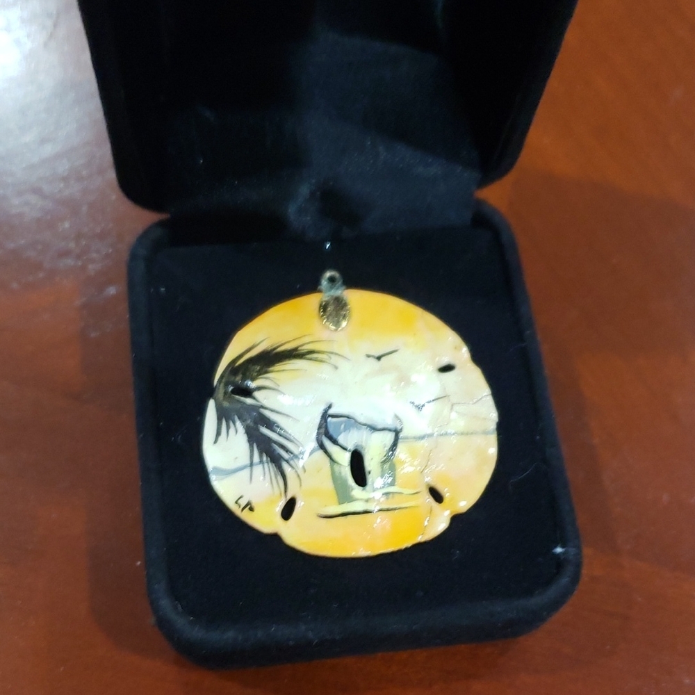 Hand painted sand dollar pendant